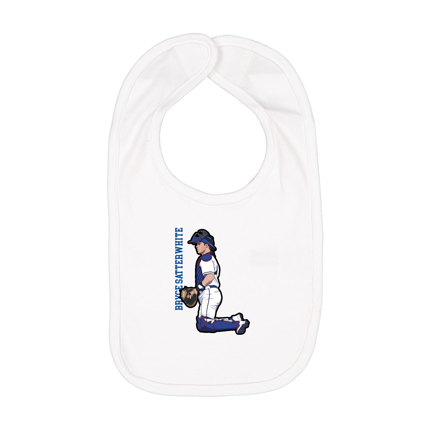 Infant Bib — Name Vertical in White