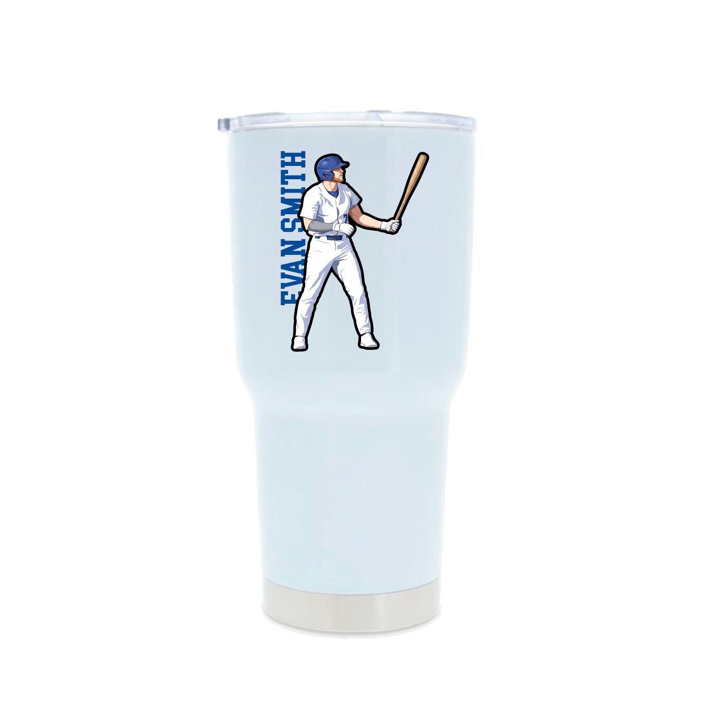 30oz Stainless Steel Tumbler — Name Vertical in White