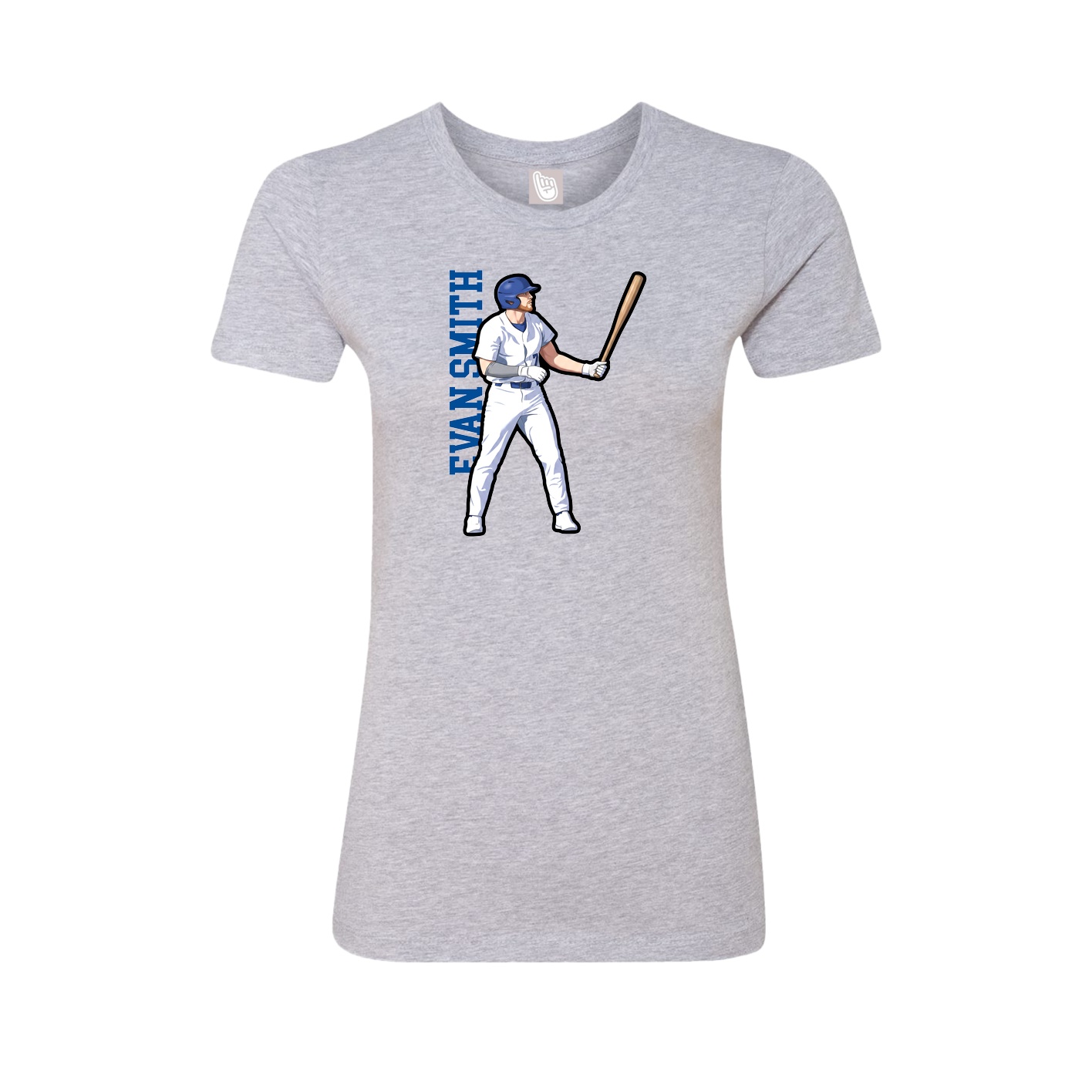 Fitted Women's Tee — Name Vertical in Grey