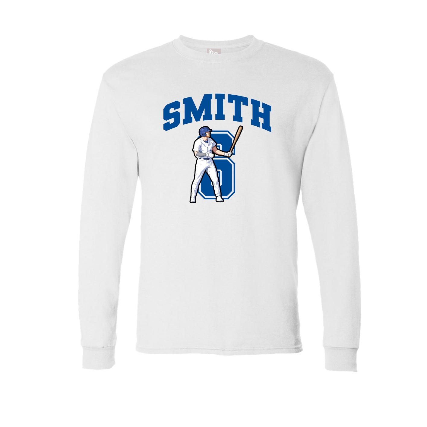 Long Sleeve Tee — Number in White