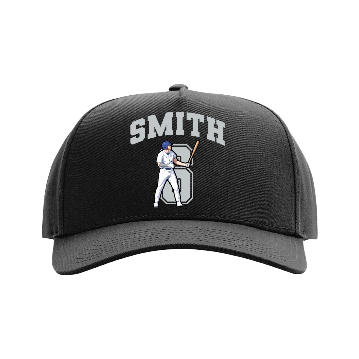 Full Fabric Five-Panel Champ Cap — Number in Black