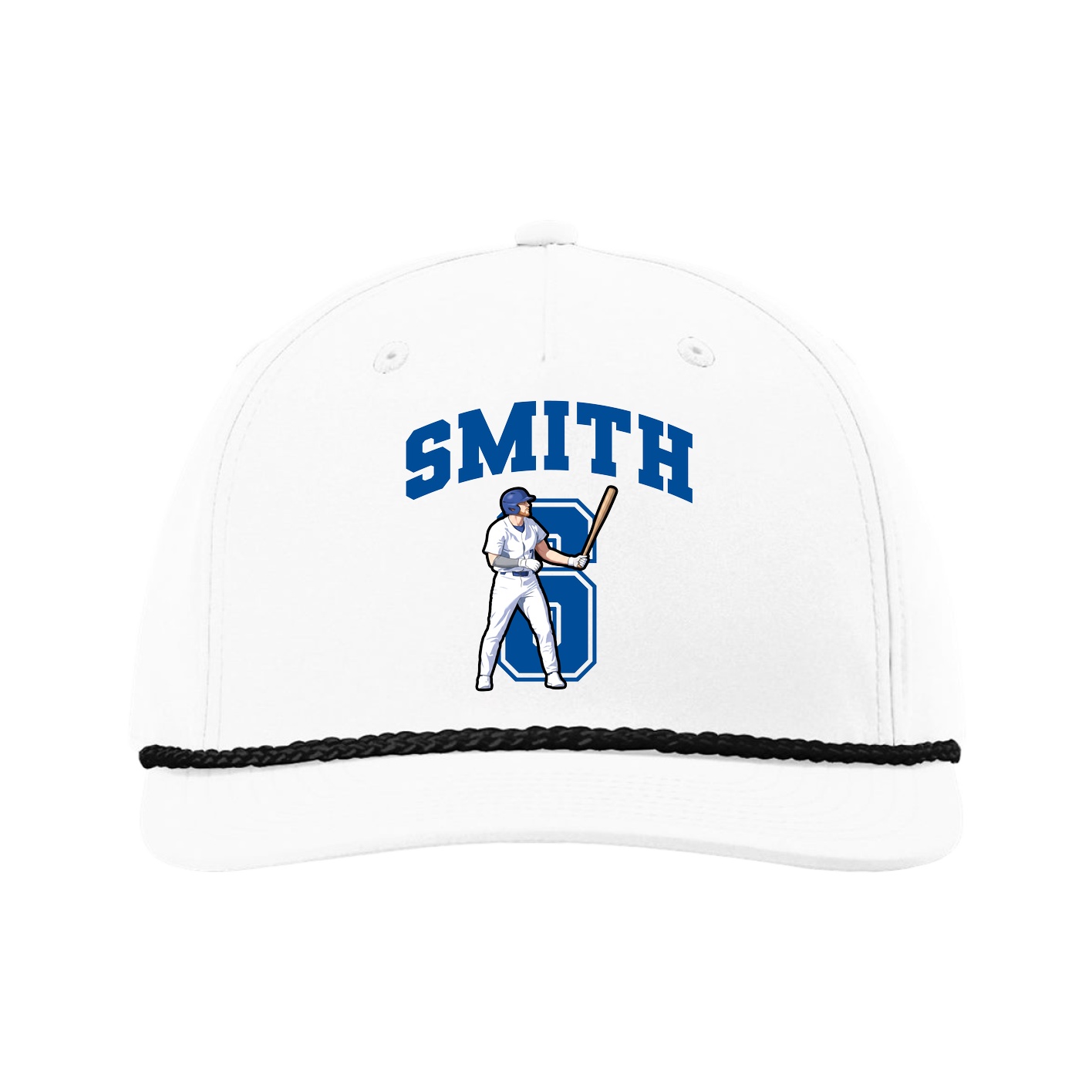 Five-Panel Classic Rope Cap — Number in White