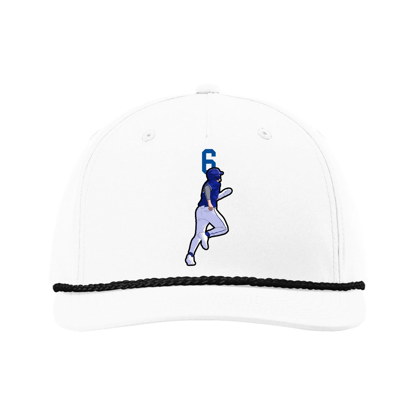 Five-Panel Classic Rope Cap — Number Top in White
