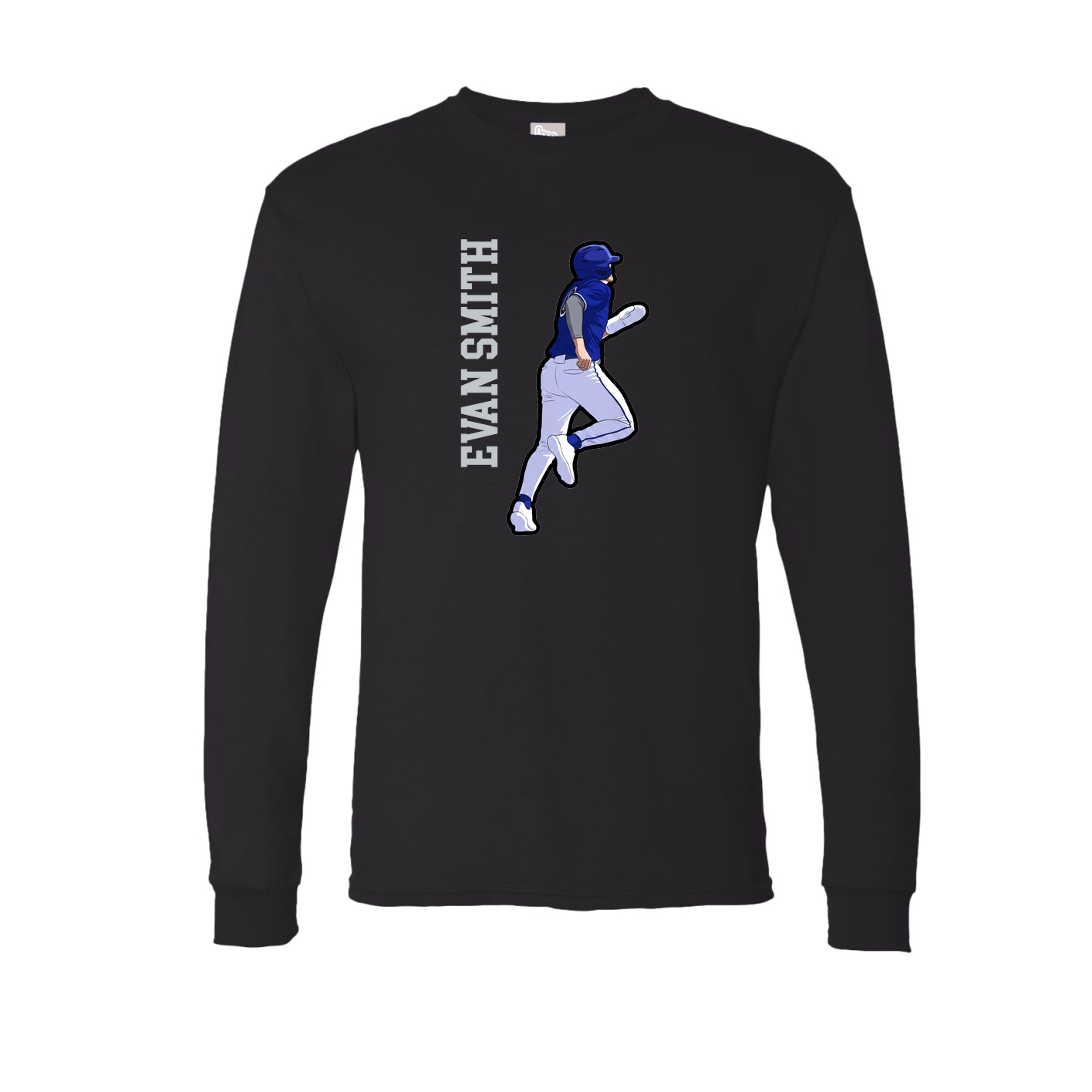 Long Sleeve Tee — Name Vertical in Black