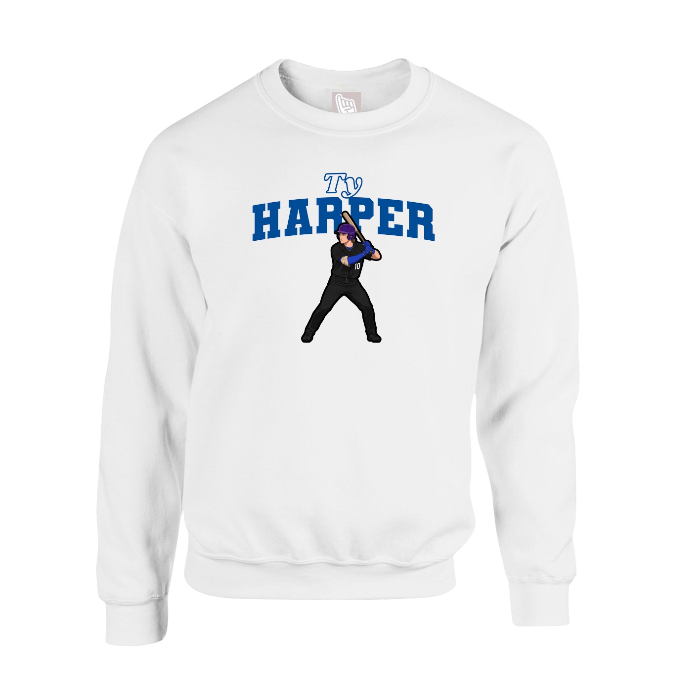 Fleece Crew — Name Arch in White