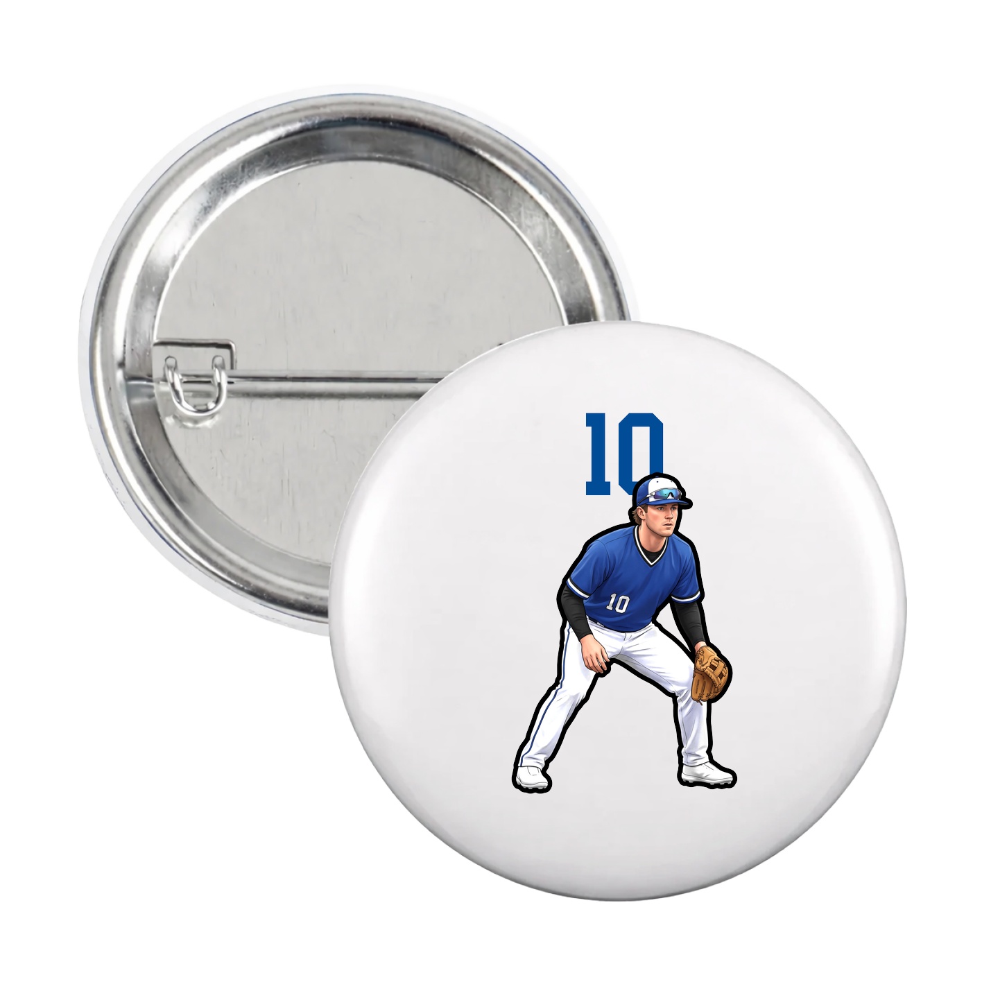Game Day Button — Number Top in White