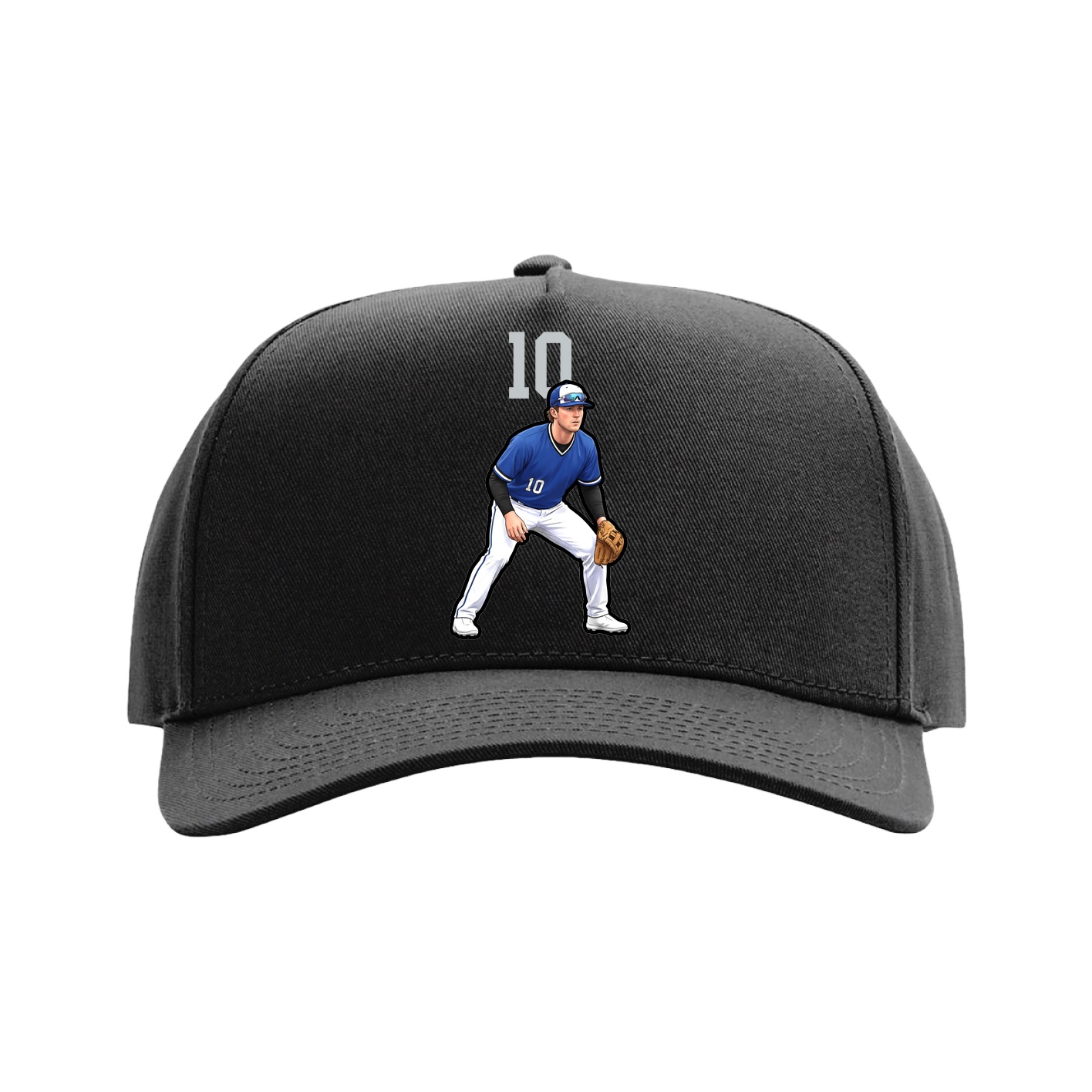 Full Fabric Five-Panel Champ Cap — Number Top in Black