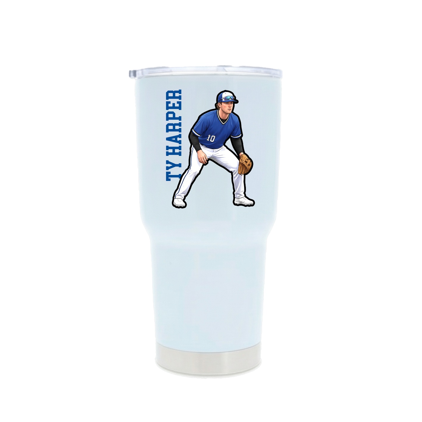 30oz Stainless Steel Tumbler — Name Vertical in White