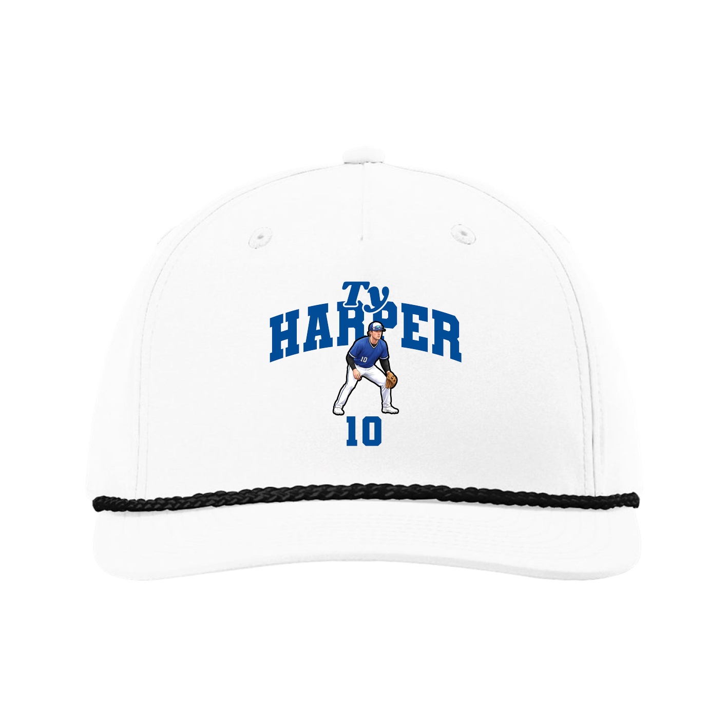 Five-Panel Classic Rope Cap — Signature Arch in White