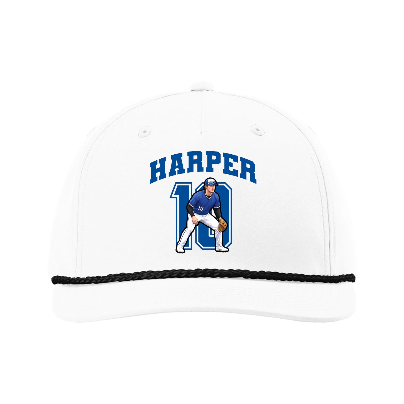 Five-Panel Classic Rope Cap — Number in White