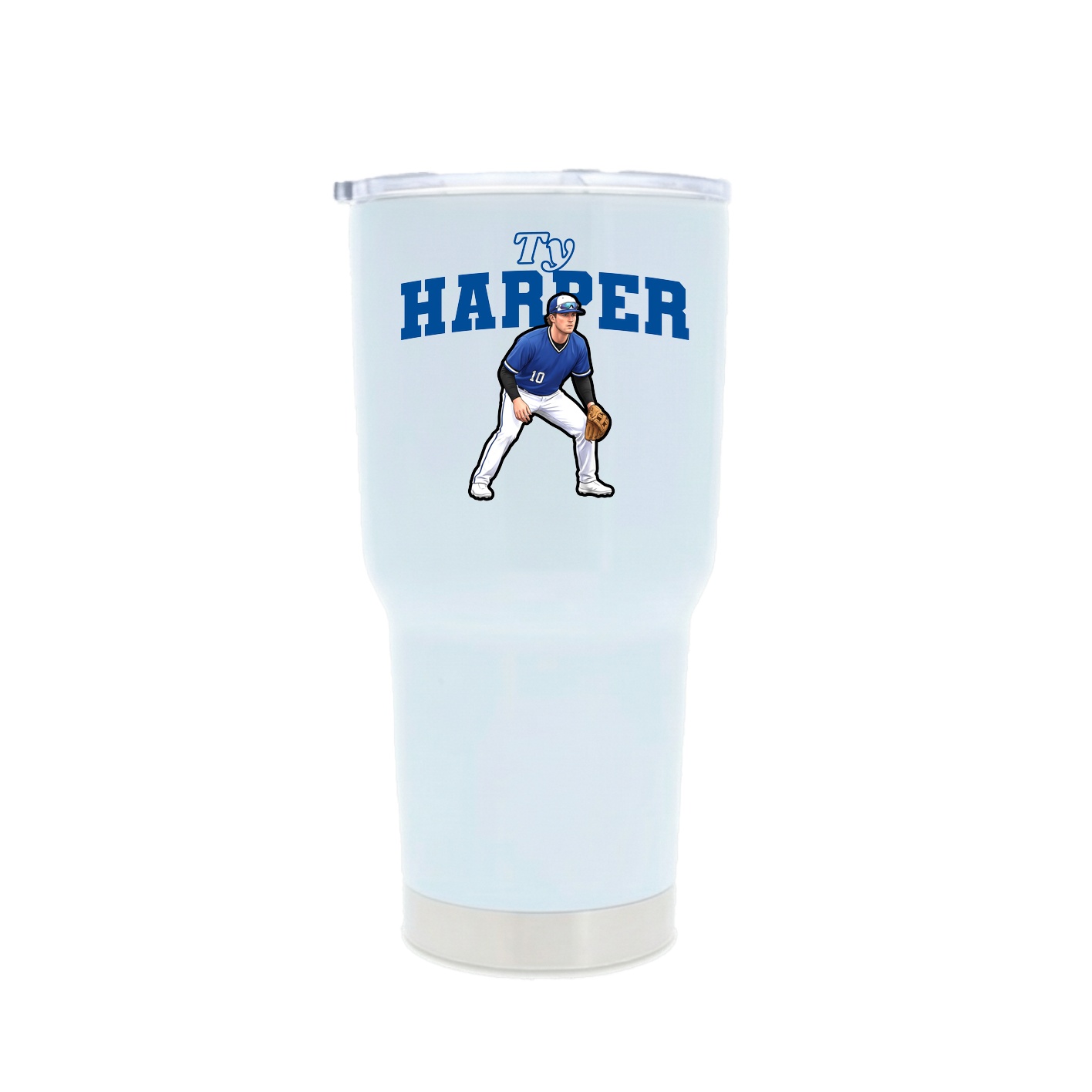 30oz Stainless Steel Tumbler — Name Arch in White
