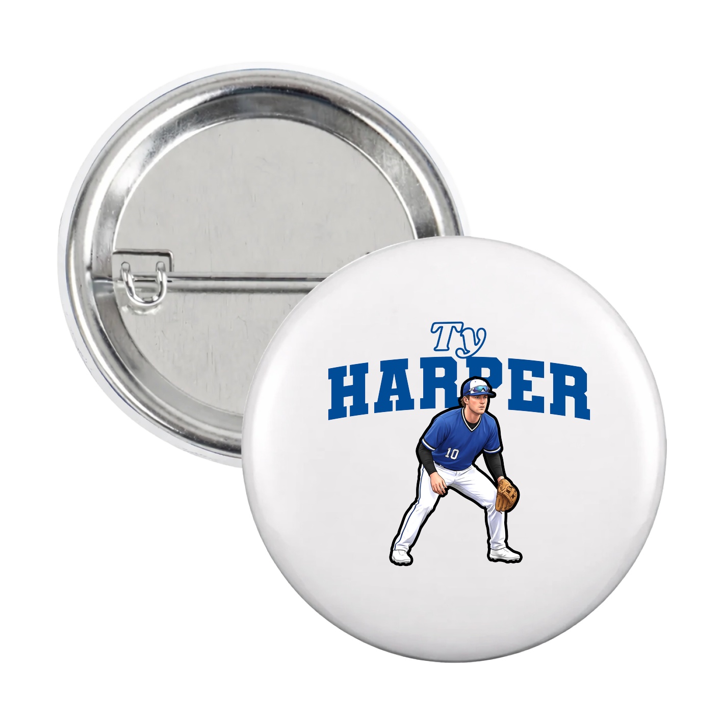 Game Day Button — Name Arch in White
