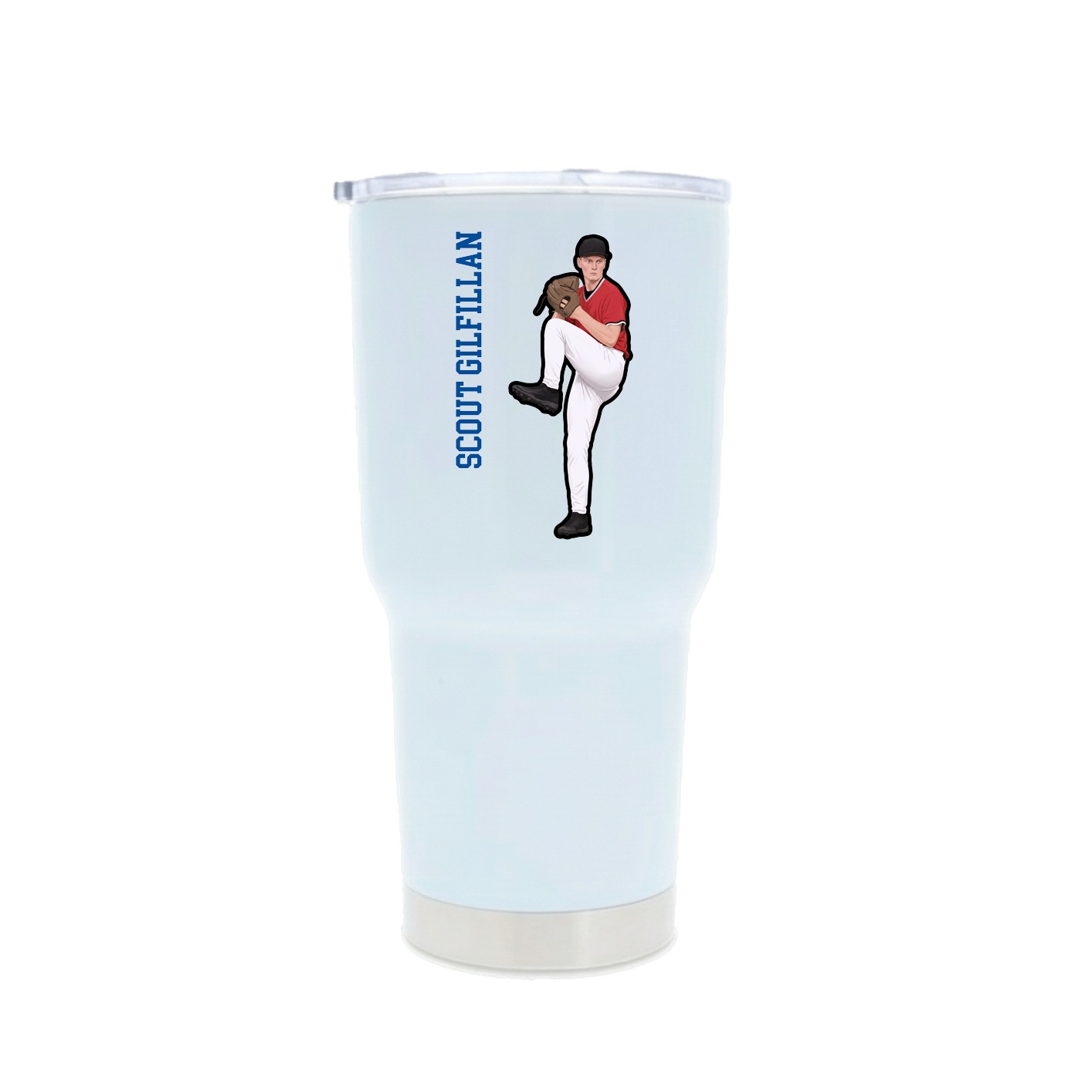 30oz Stainless Steel Tumbler — Name Vertical in White