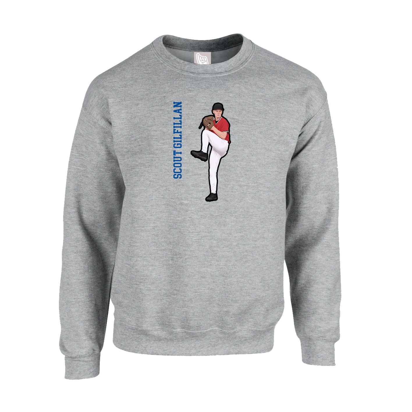 Fleece Crew — Name Vertical in Grey