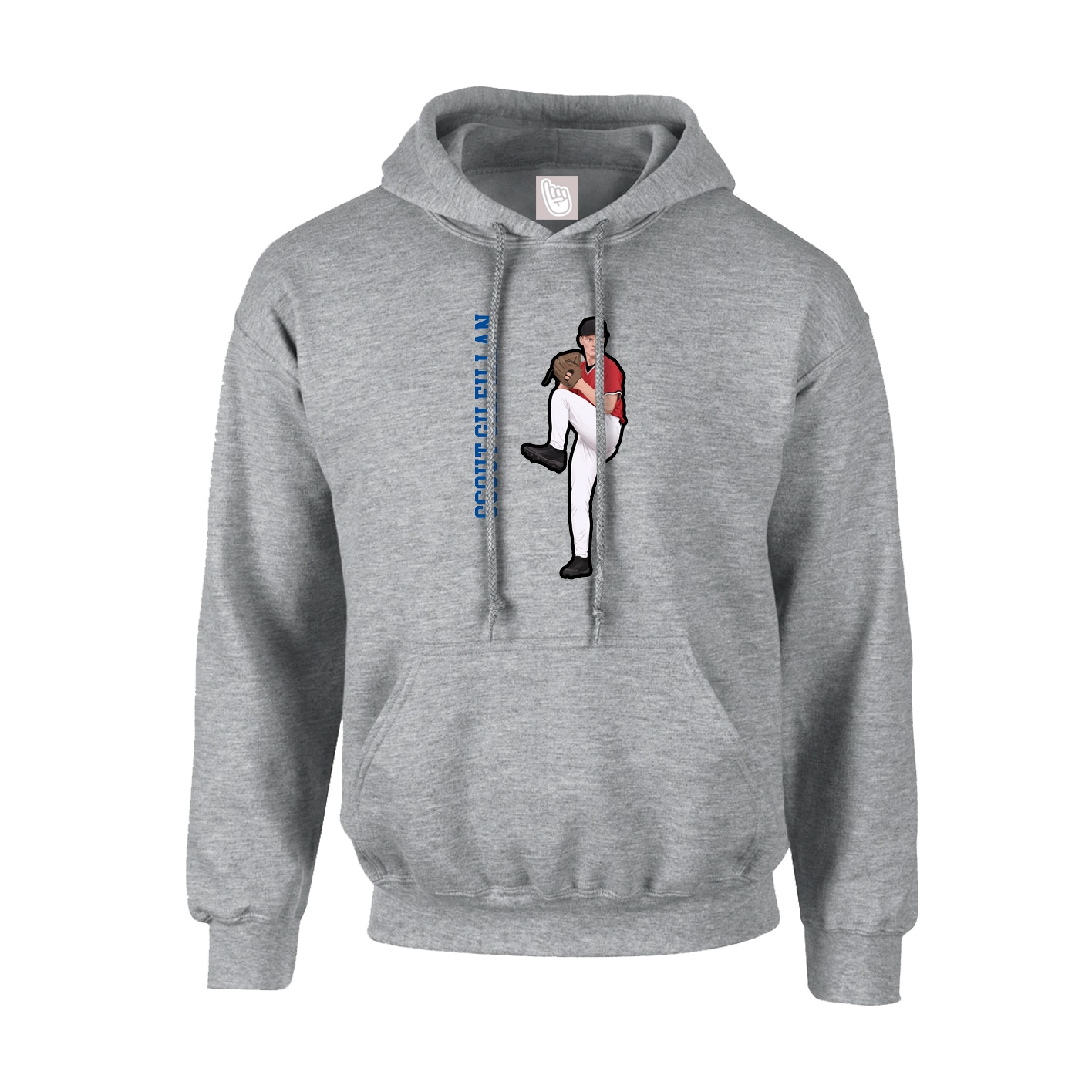 Youth Hoodie — Name Vertical in Grey