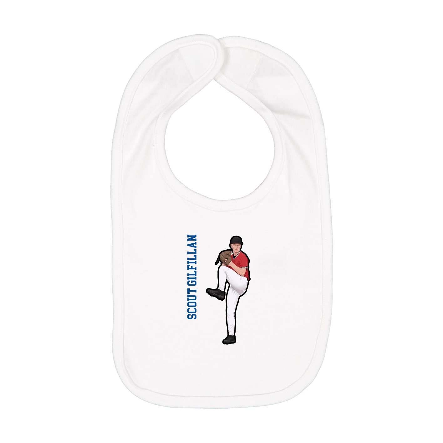 Infant Bib — Name Vertical in White