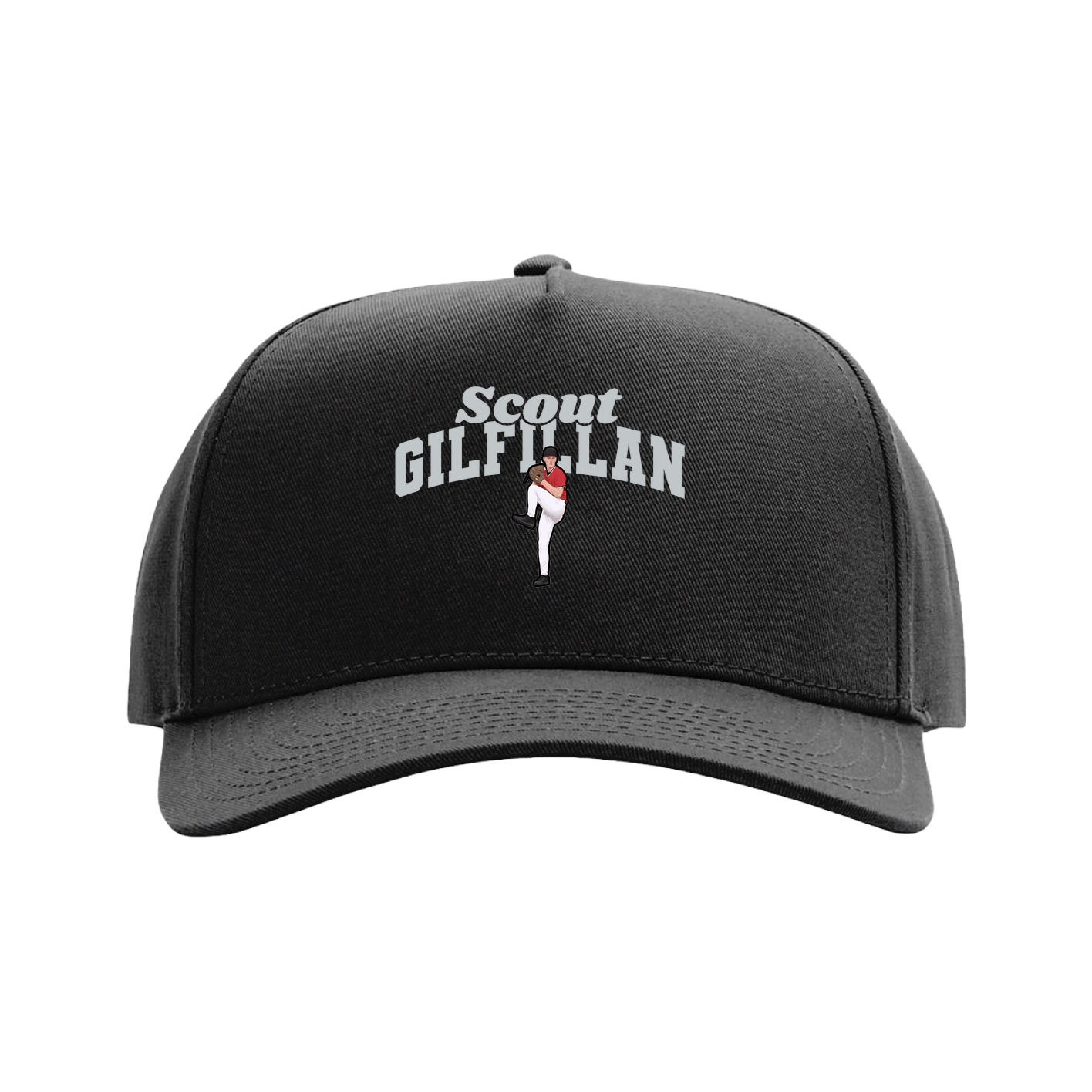 Full Fabric Five-Panel Champ Cap — Signature Arch in Black