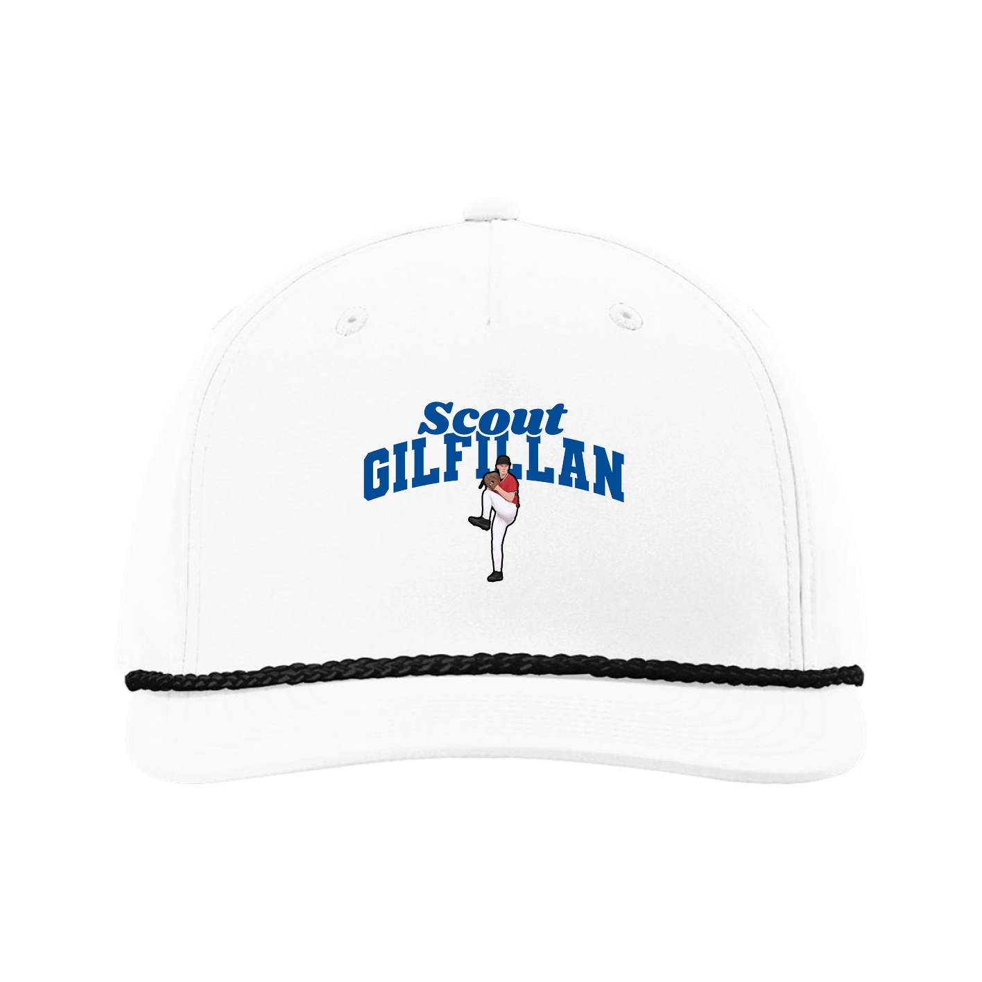 Five-Panel Classic Rope Cap — Signature Arch in White