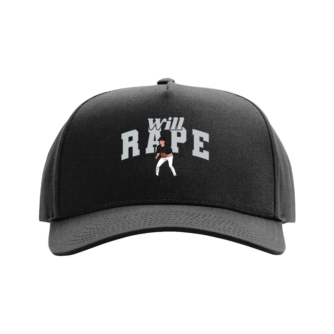 Full Fabric Five-Panel Champ Cap — Signature Arch in Black