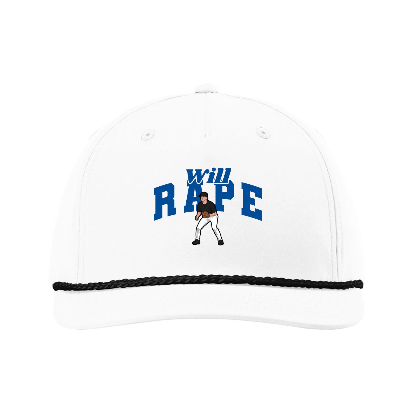 Five-Panel Classic Rope Cap — Signature Arch in White