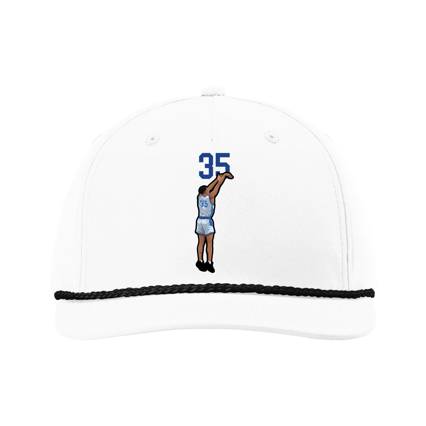 Five-Panel Classic Rope Cap — Number Top in White