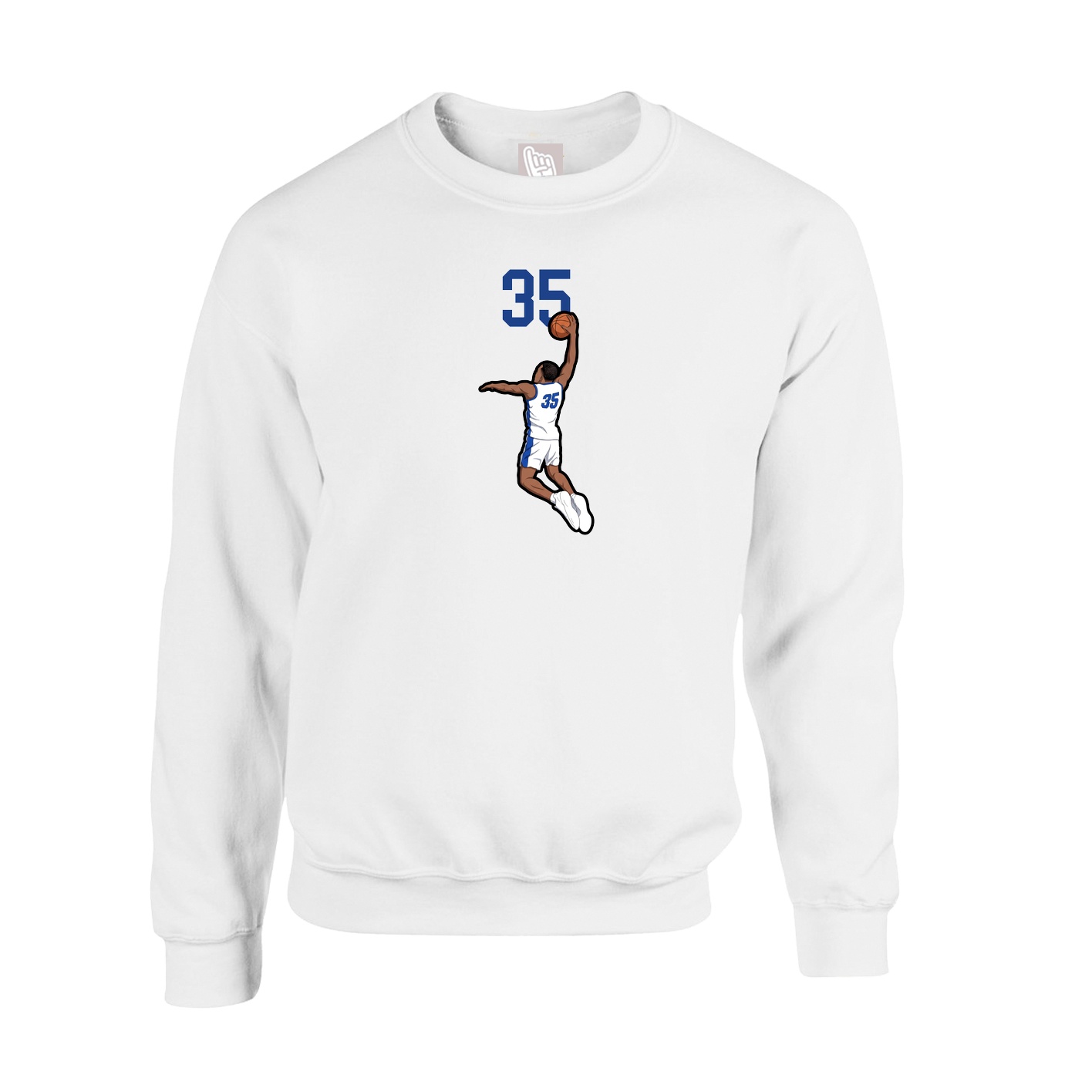 Fleece Crew — Number Top in White