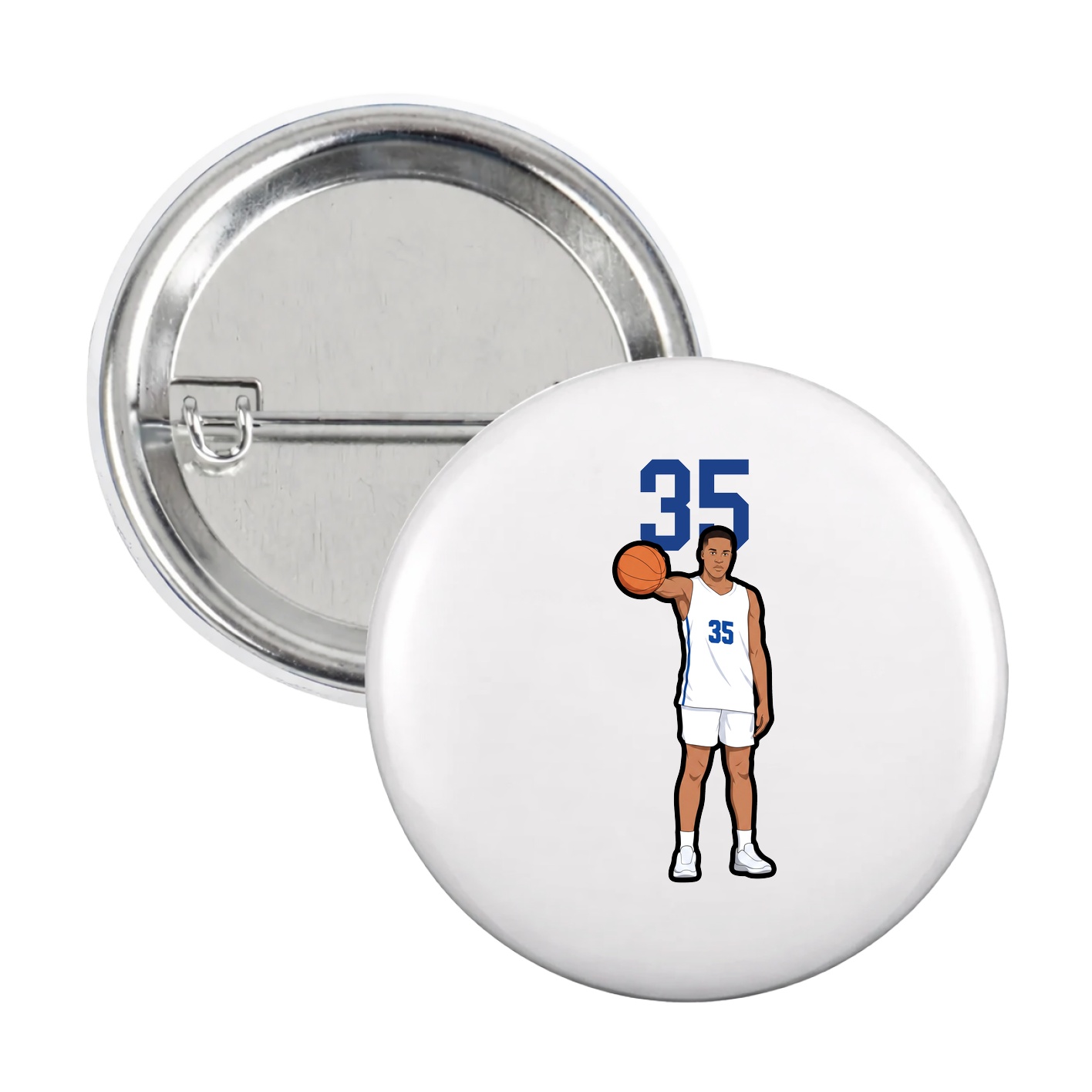 Game Day Button — Number Top in White