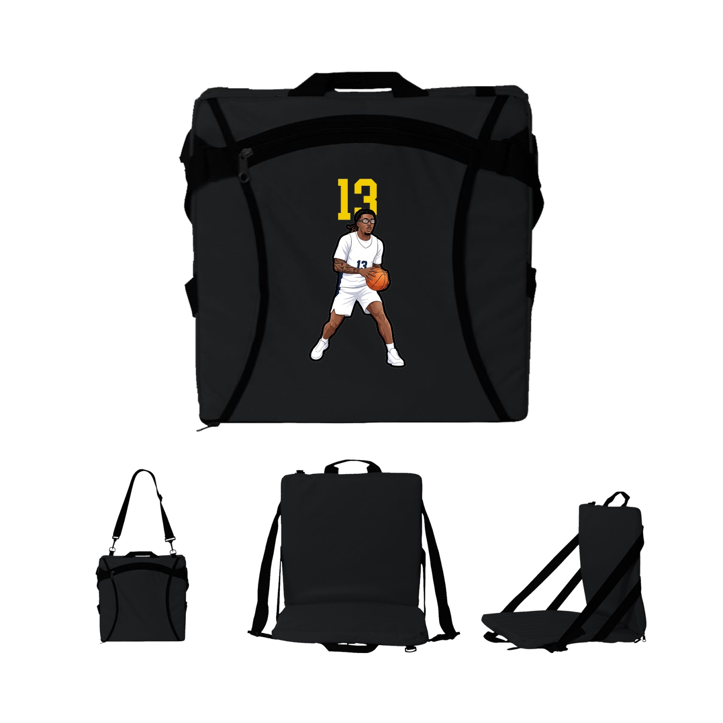 Folding Stadium Seat — Number Top in Black