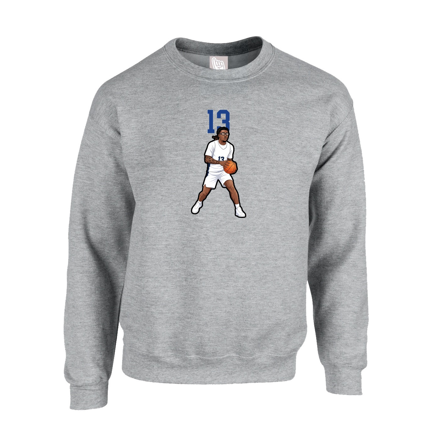 Fleece Crew — Number Top in Grey