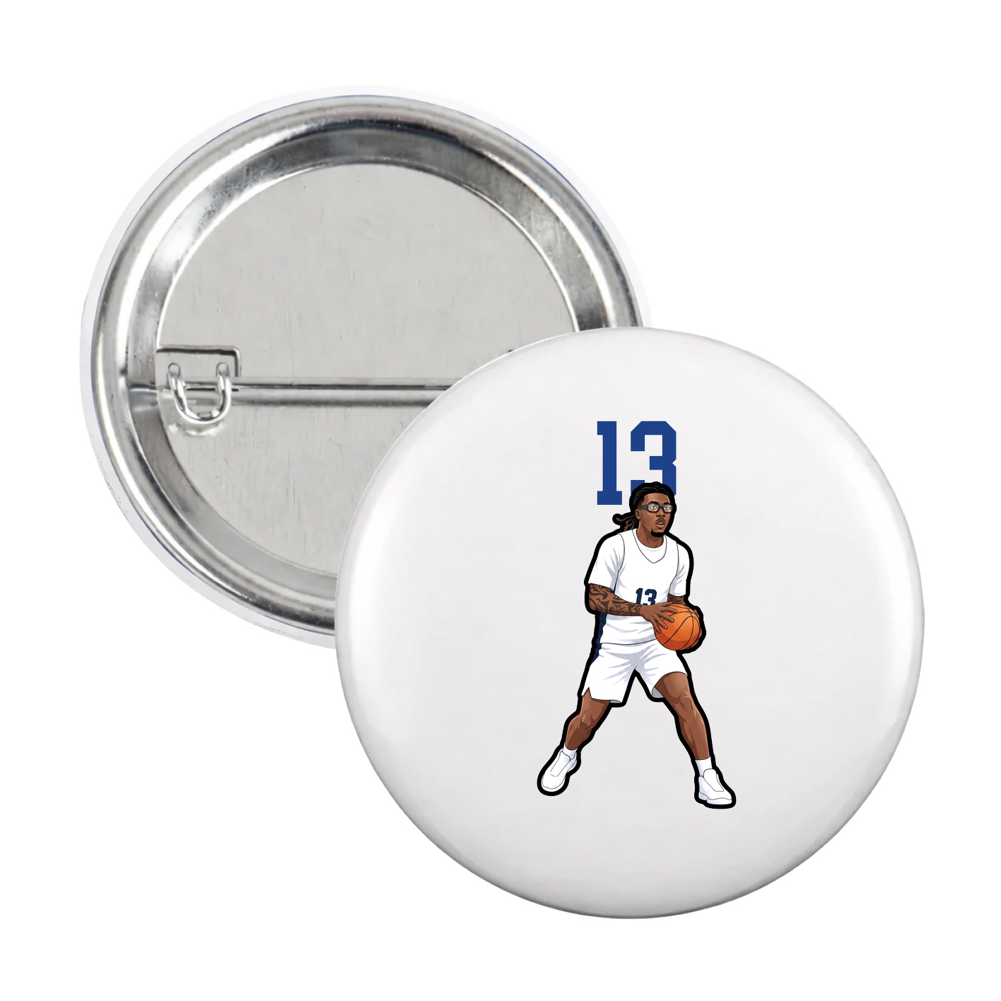 Game Day Button — Number Top in White