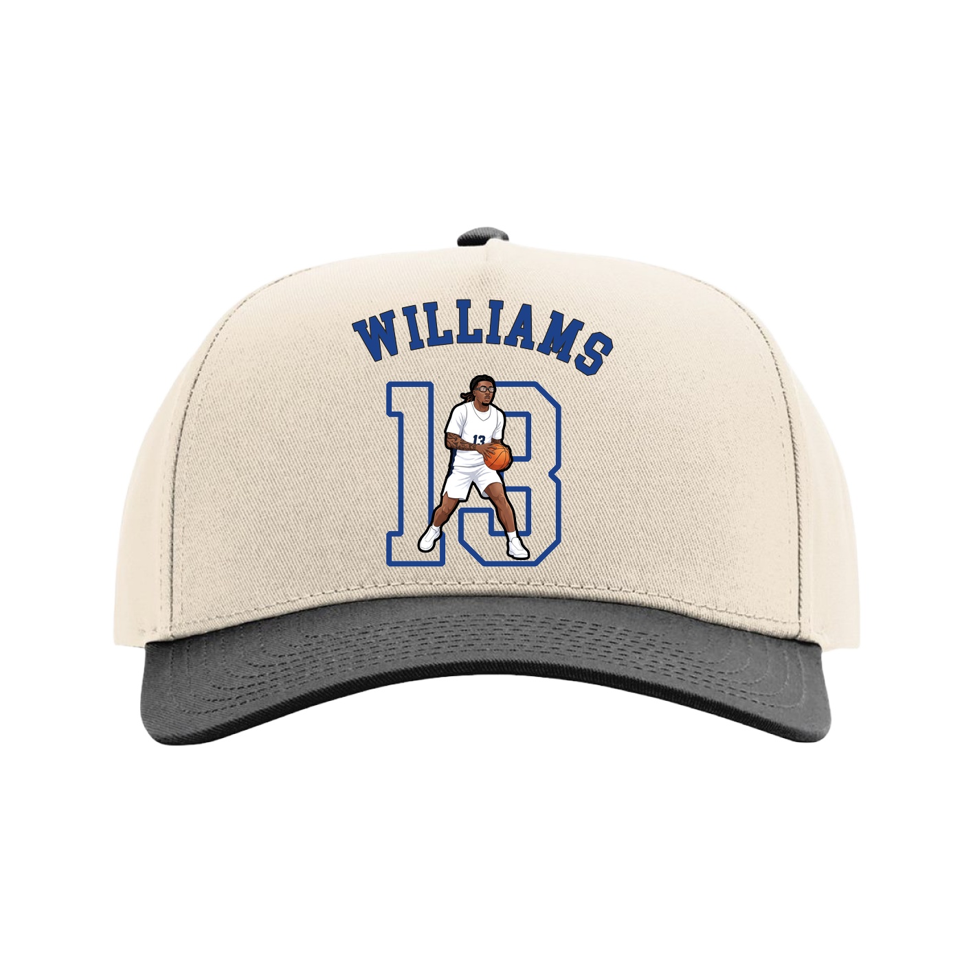 Full Fabric Five-Panel Champ Cap — Shirsey Arch in Cream/Black