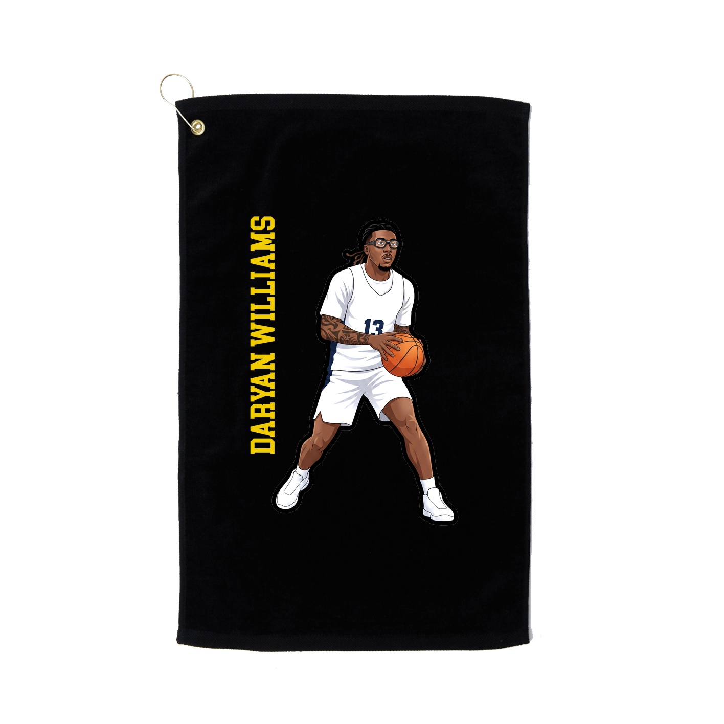 Golf Towel — Name Vertical in Black