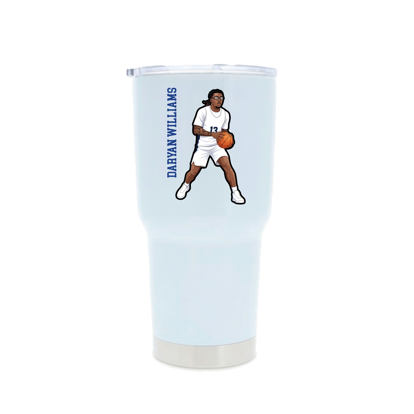 30oz Stainless Steel Tumbler — Name Vertical in White