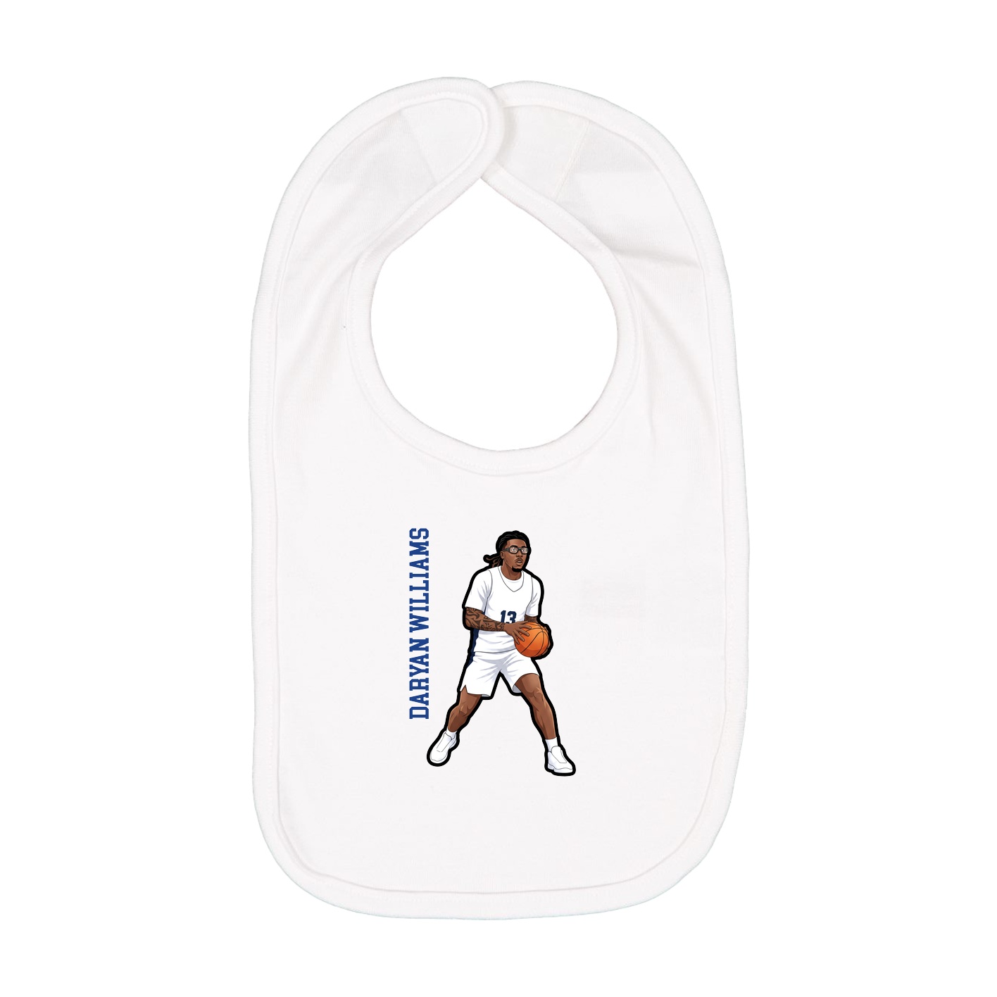 Infant Bib — Name Vertical in White