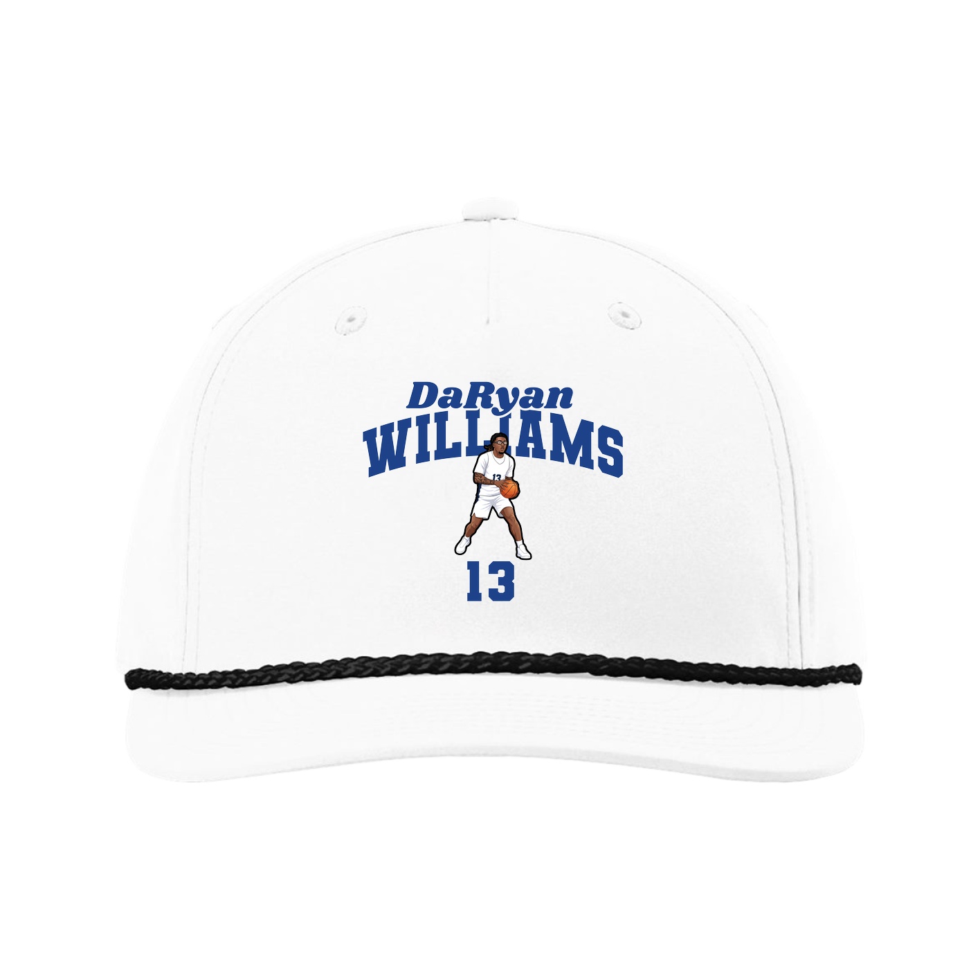 Five-Panel Classic Rope Cap — Signature Arch in White