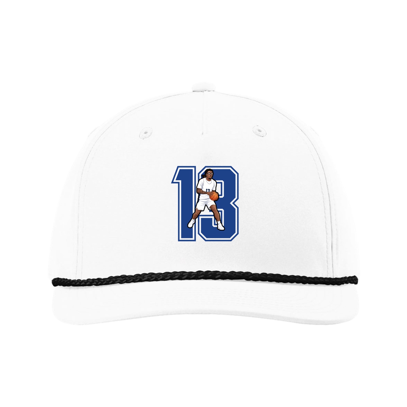 Five-Panel Classic Rope Cap — Number in White
