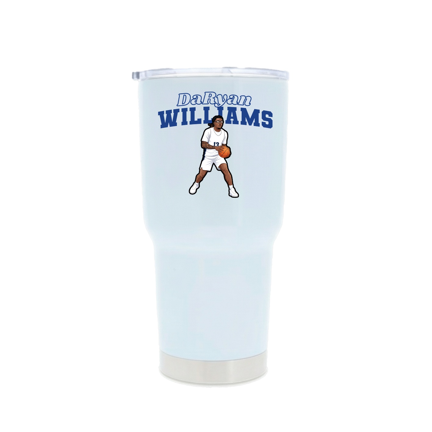 30oz Stainless Steel Tumbler — Name Arch in White