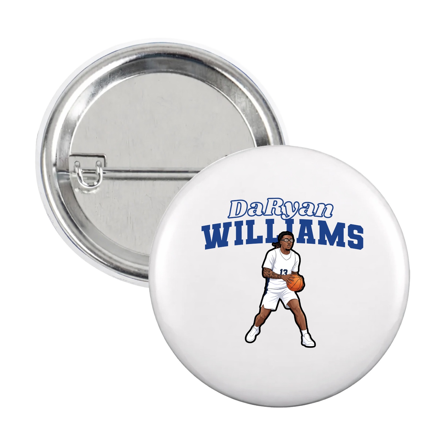 Game Day Button — Name Arch in White