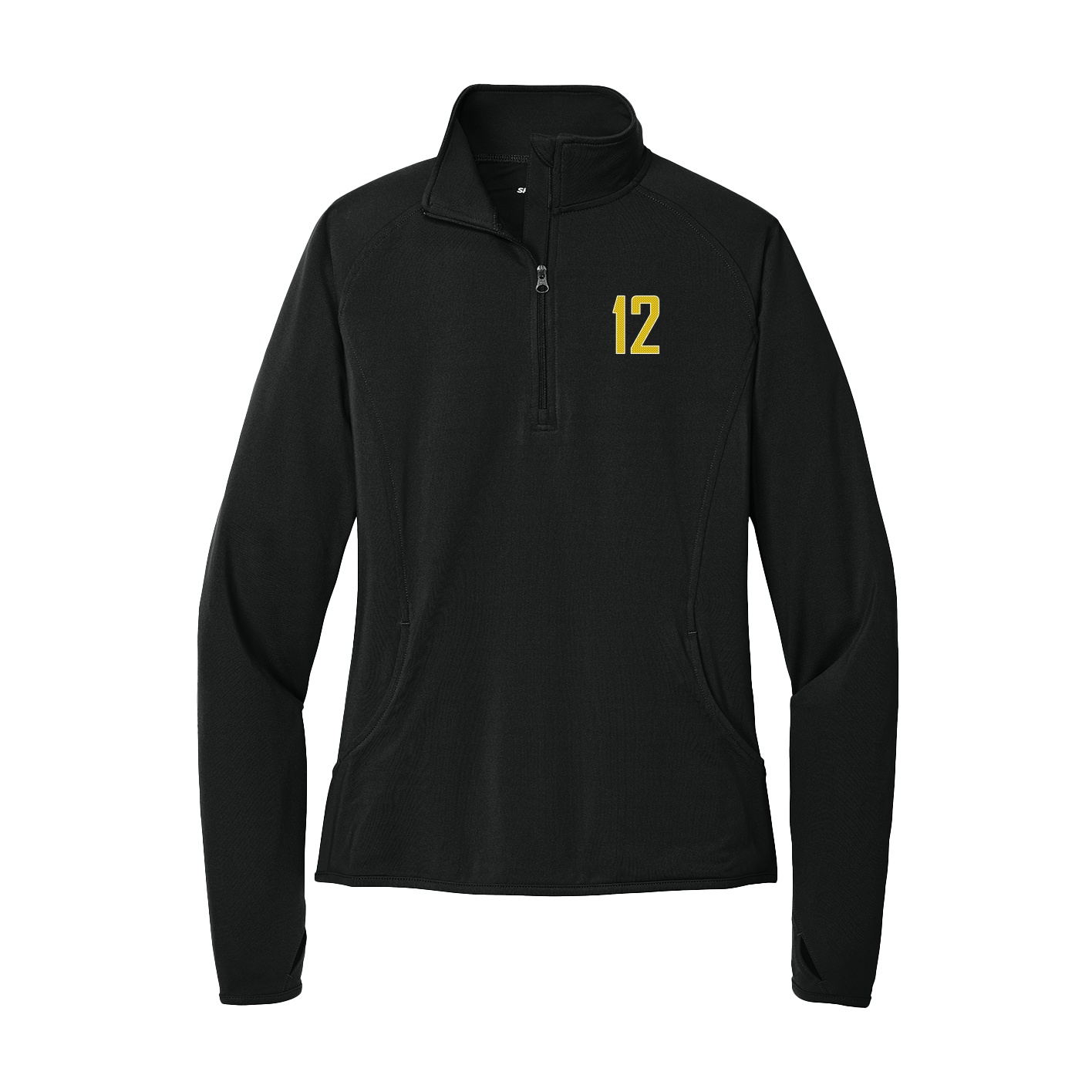 Women's Q-Zip Pullover — Front Shirsy in Black