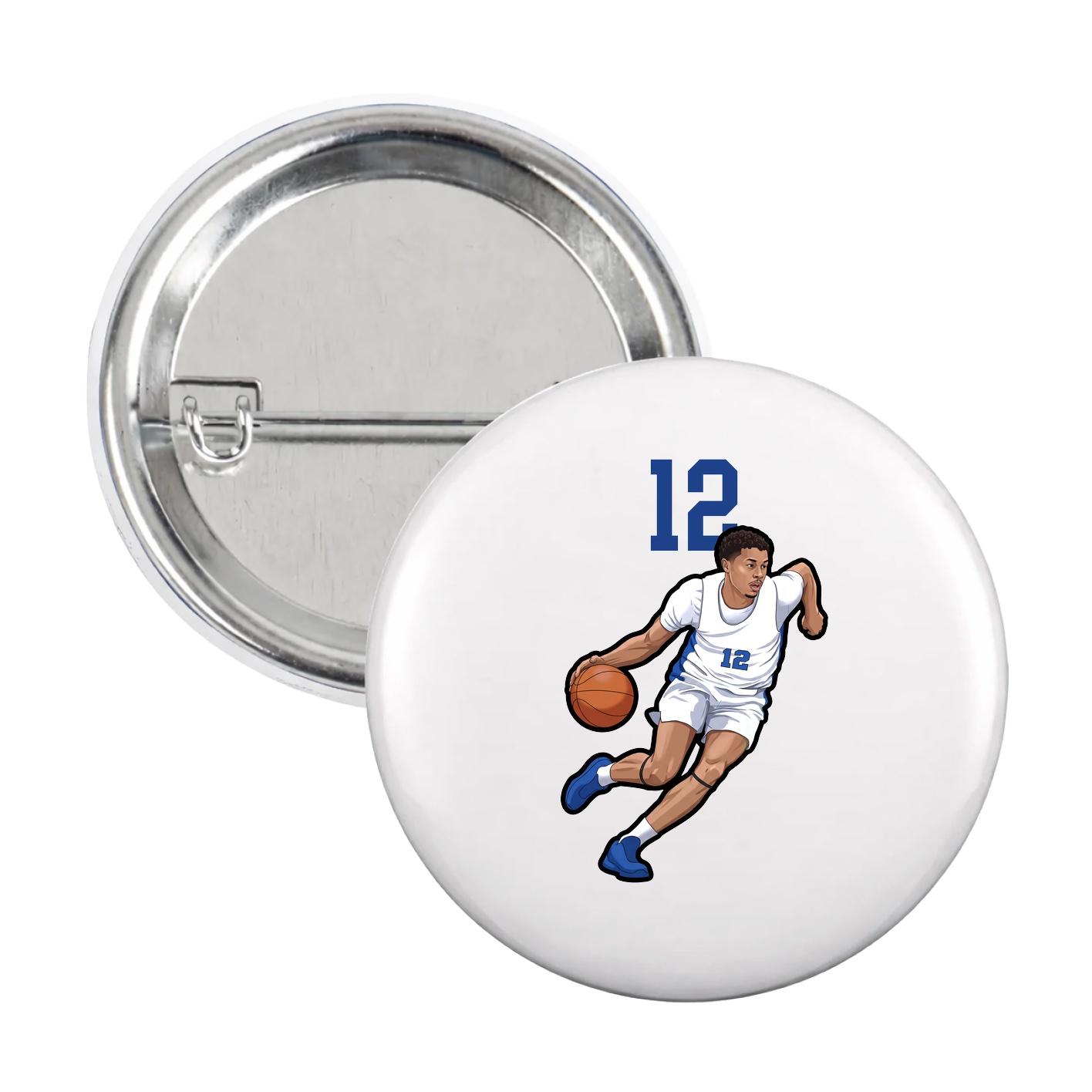 Game Day Button — Number Top in White