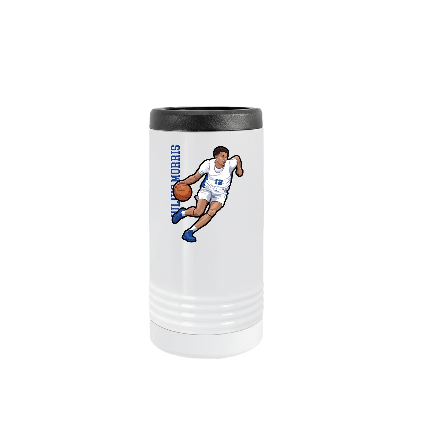 Slim Beverage Holder — Name Vertical in White