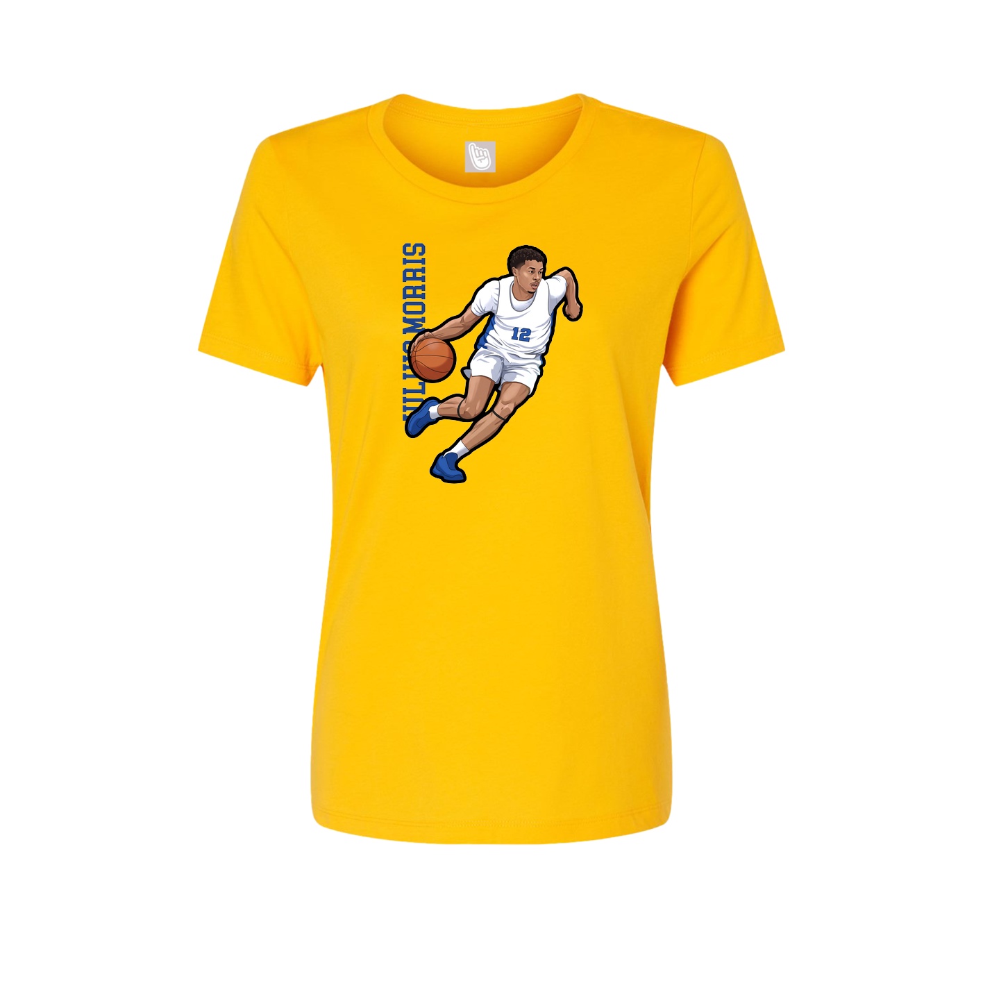 Fitted Women's Tee — Name Vertical in Gold