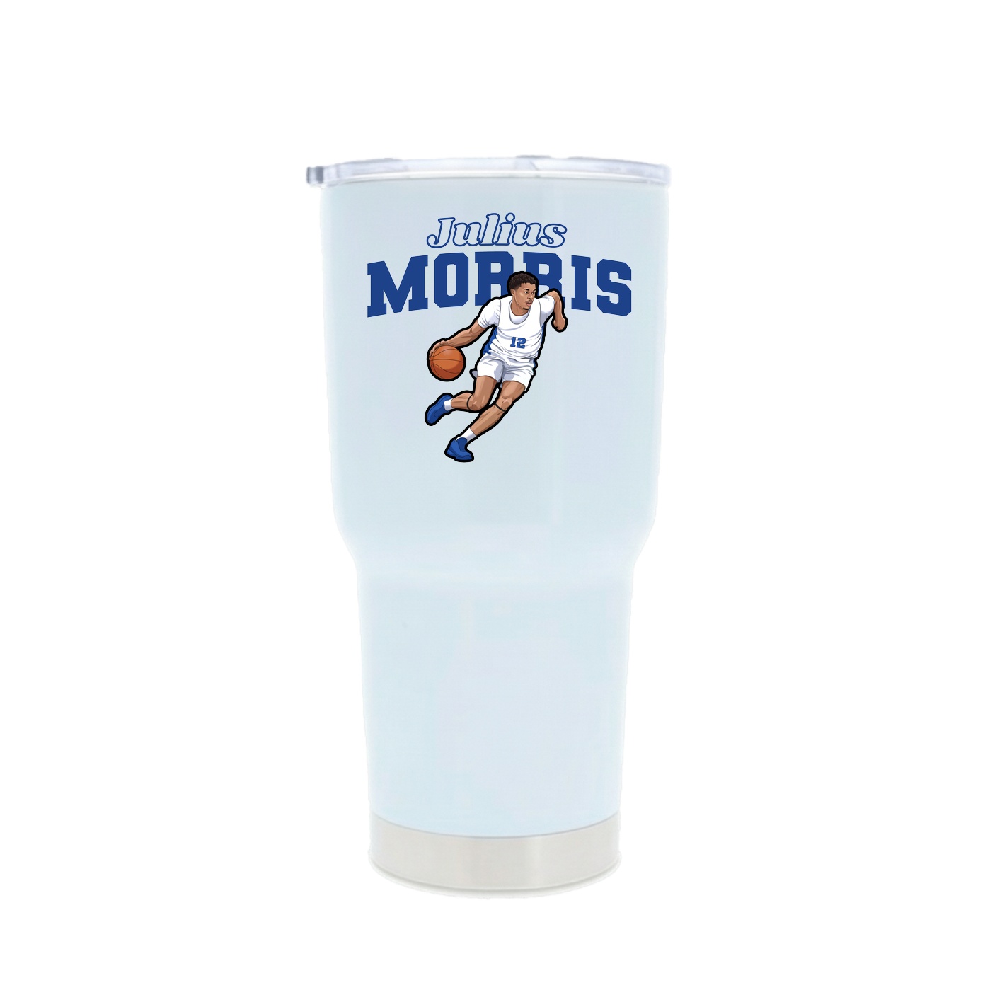 30oz Stainless Steel Tumbler — Name Arch in White
