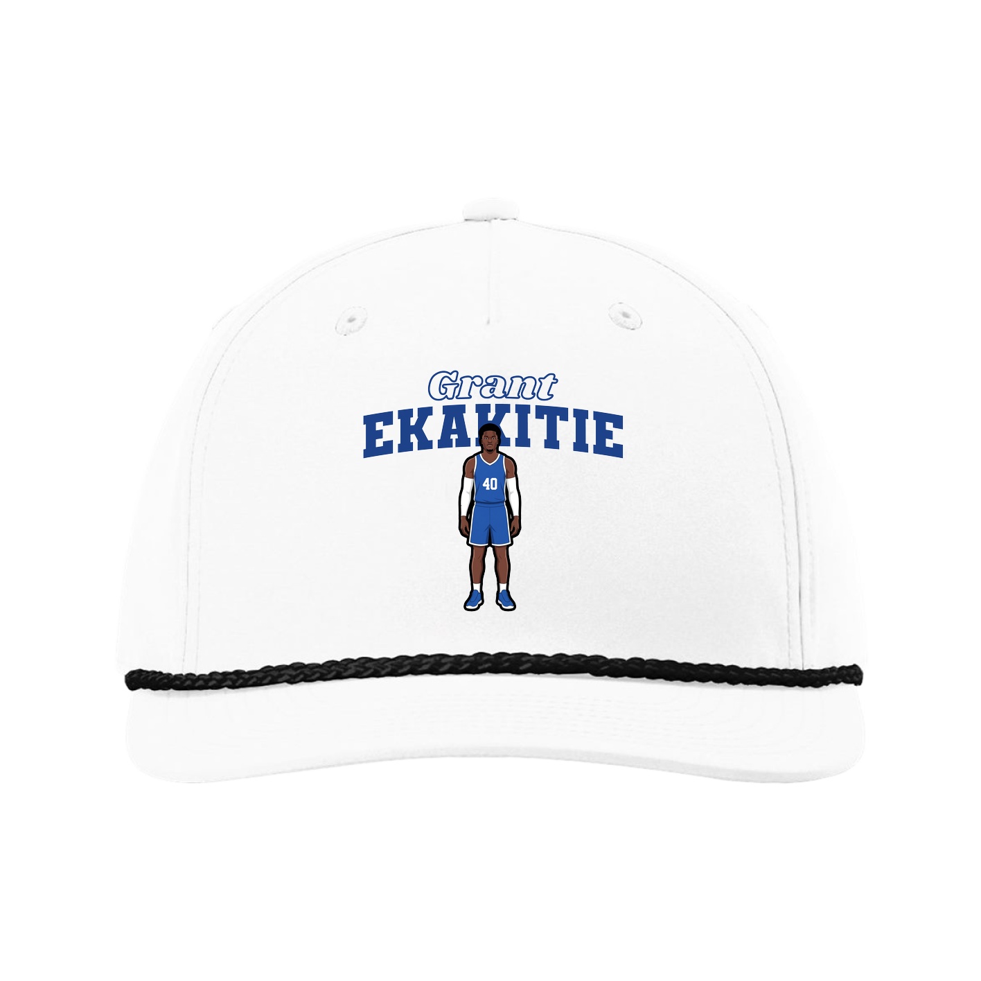 Five-Panel Classic Rope Cap — Name Arch in White