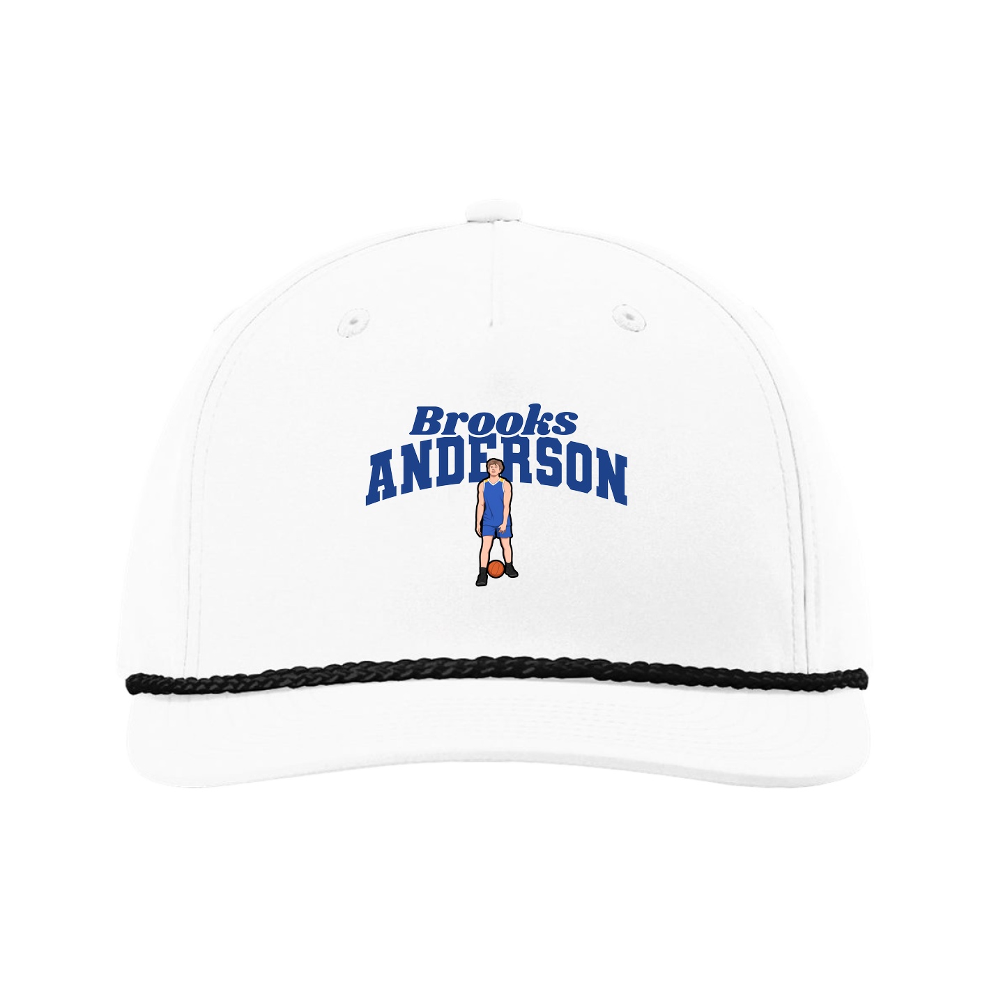 Five-Panel Classic Rope Cap — Signature Arch in White