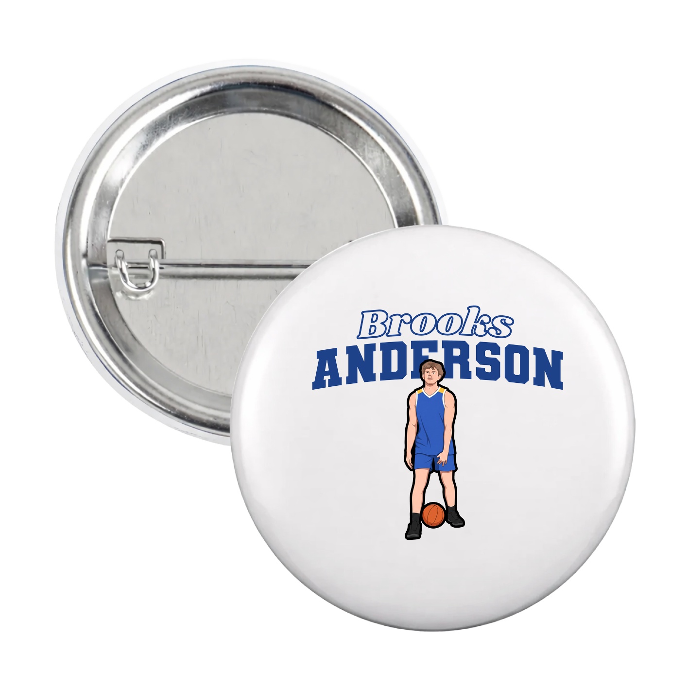 Game Day Button — Name Arch in White