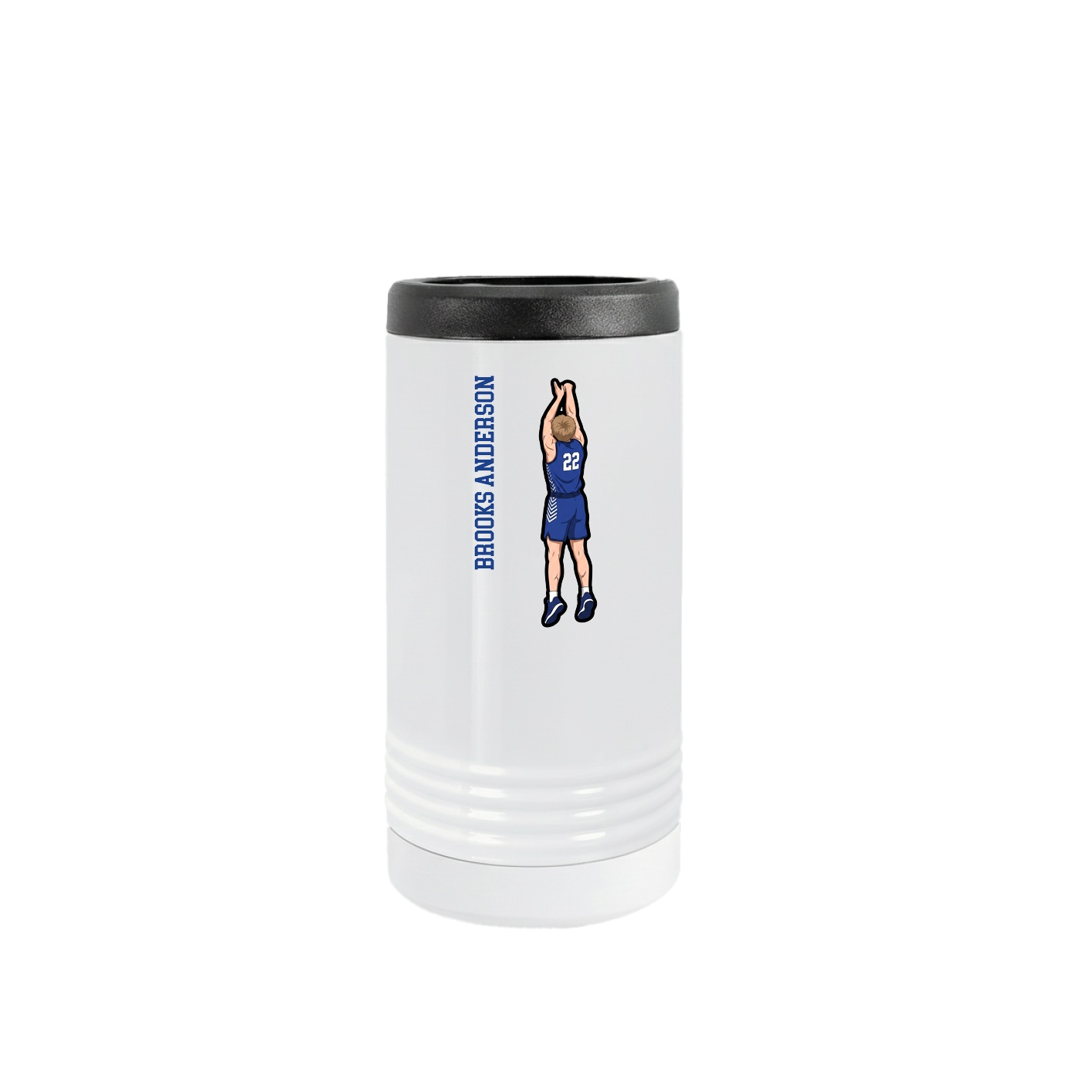 Slim Beverage Holder — Name Vertical in White