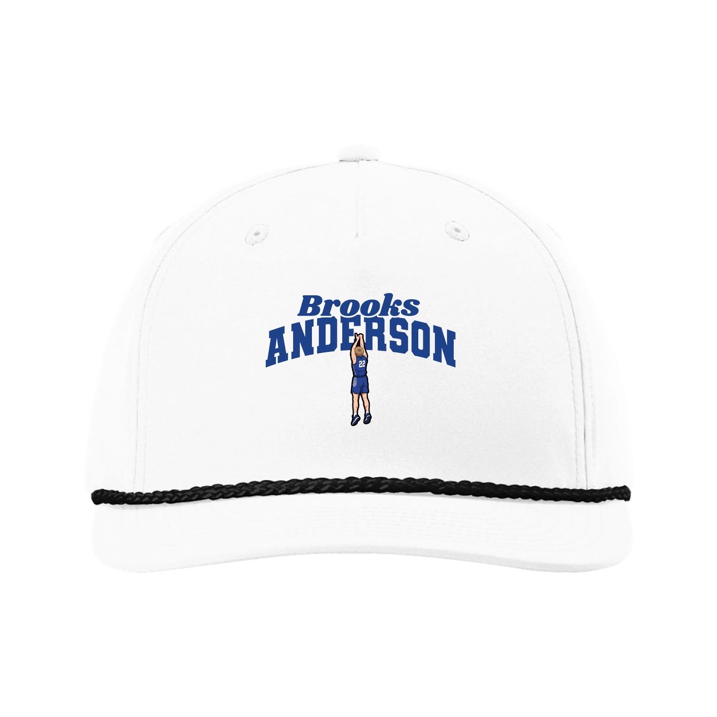 Five-Panel Classic Rope Cap — Signature Arch in White