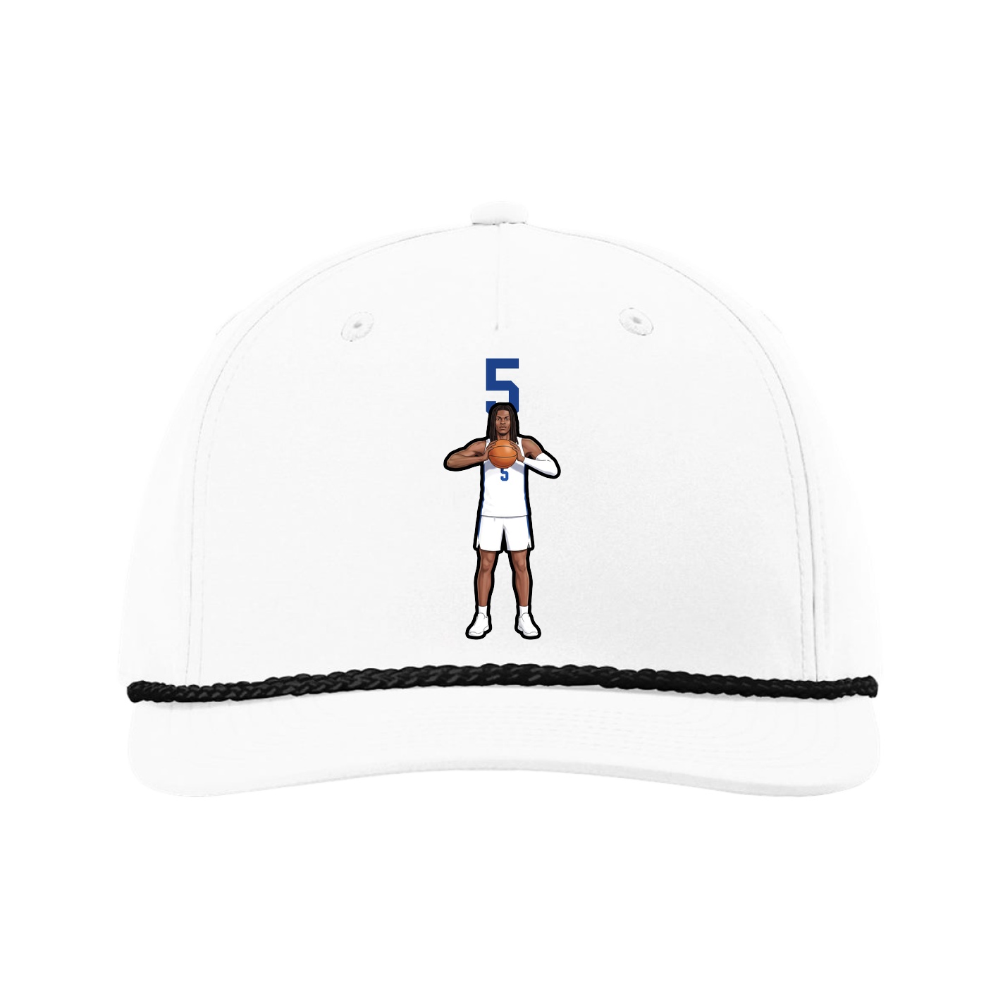 Five-Panel Classic Rope Cap — Number Top in White
