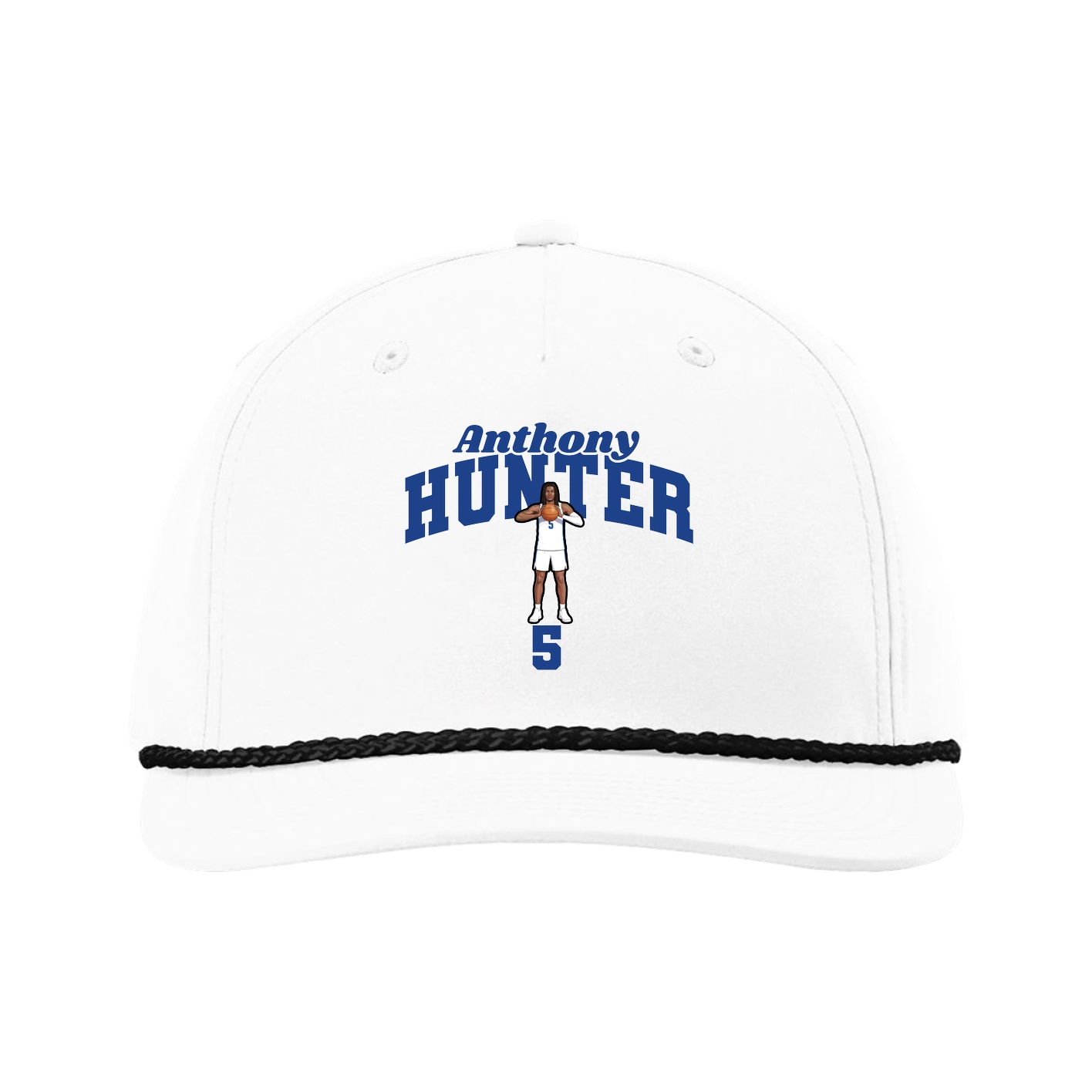 Five-Panel Classic Rope Cap — Signature Arch in White